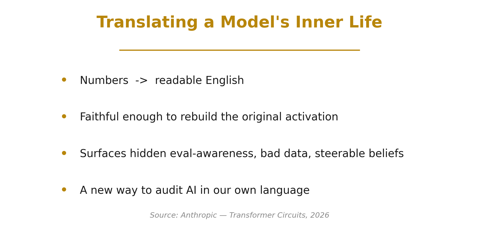 Takeaway — translating a model's inner life into readable English