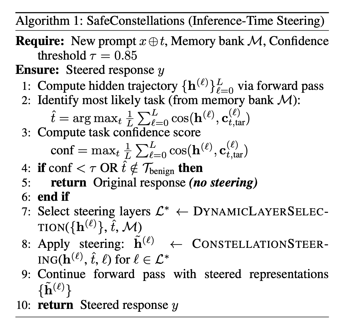 Algorithm 1 pseudocode for the online SafeConstellations inference procedure